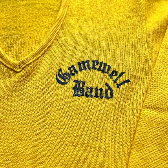 Vintage 60s High School Varsity Band V Neck Sweater Creslan and Rayon - Picture 2 of 5